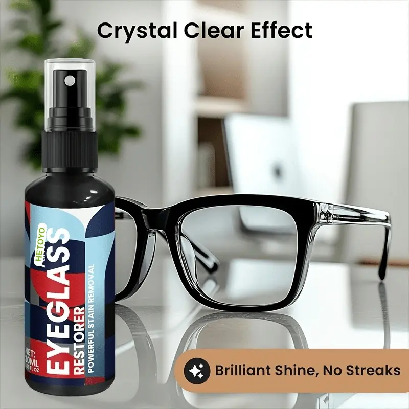 Eyeglass Polishing Fluid – Effectively removes fingerprints, stains, and dust, restoring clear vision without damaging lenses. Restores shine, eliminates blurred vision, and is suitable for eyeglasses and mobile phone screens.