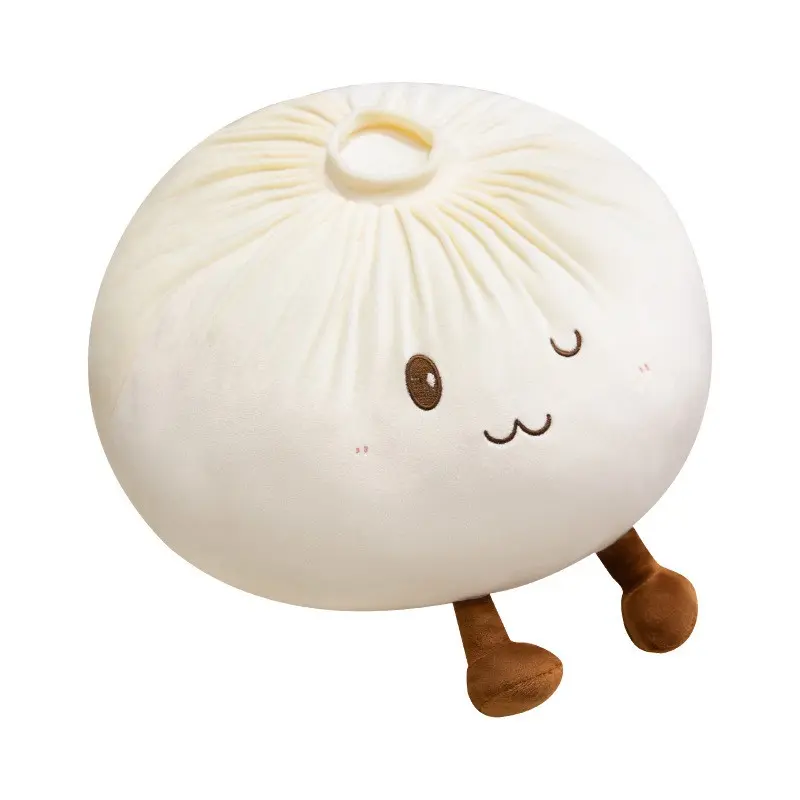 Cute Korean-Style Dumpling Pillow, Soft Bun Shape with Smile Face, Fun Relaxation, Bed Sofa Office Napping, Anime Style Room Decor
