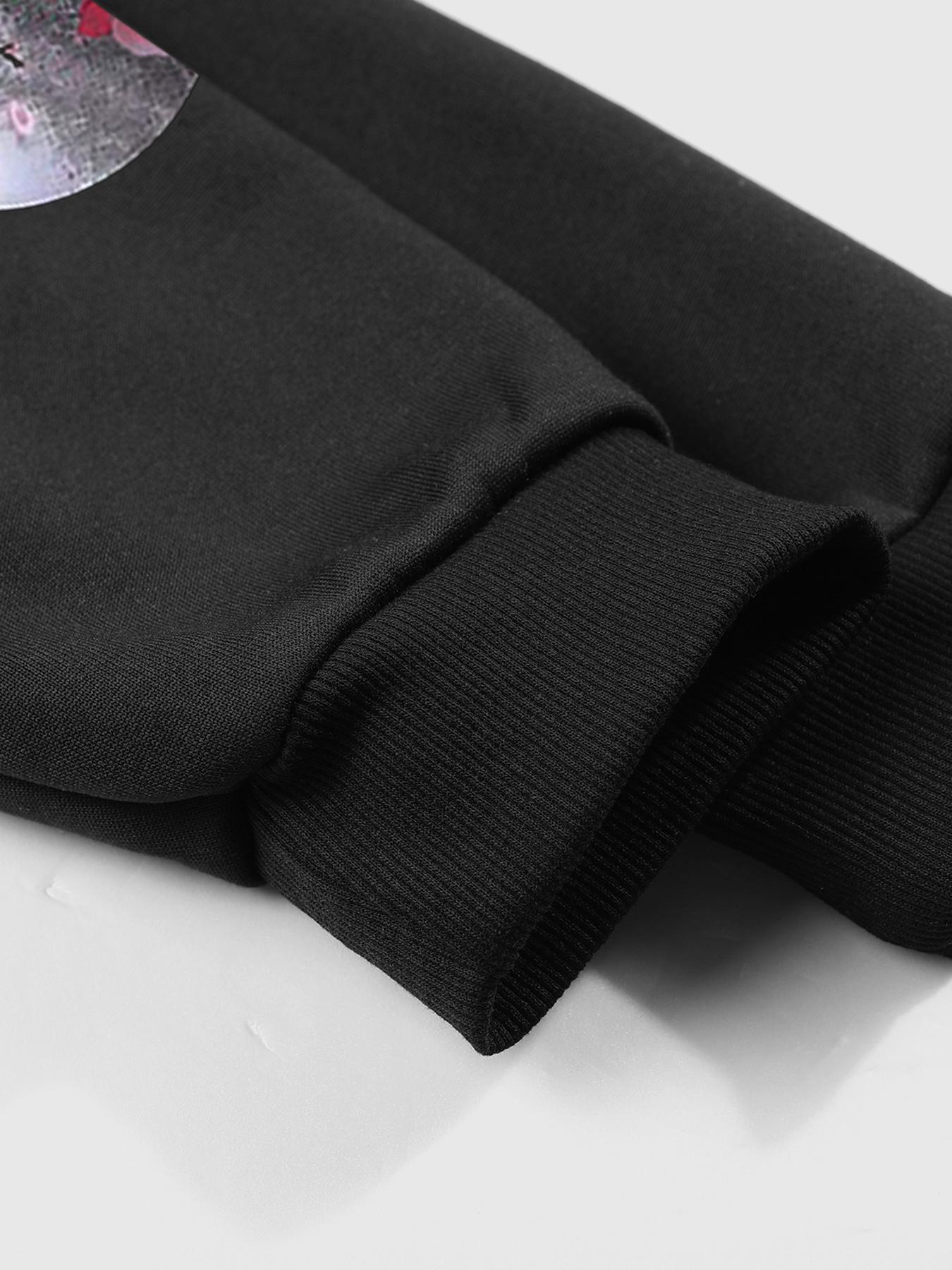 Men's Floral Print Drop Shoulder Thermal Lined Hoodie, Floral Hoodies, Fashion Casual Regular Fit Drawstring Pocket Hooded Sweatshirt, Casual Streetwear Sweatshirt for Daily Holiday Outdoor Wear, Men Clothes for Fall & Winter