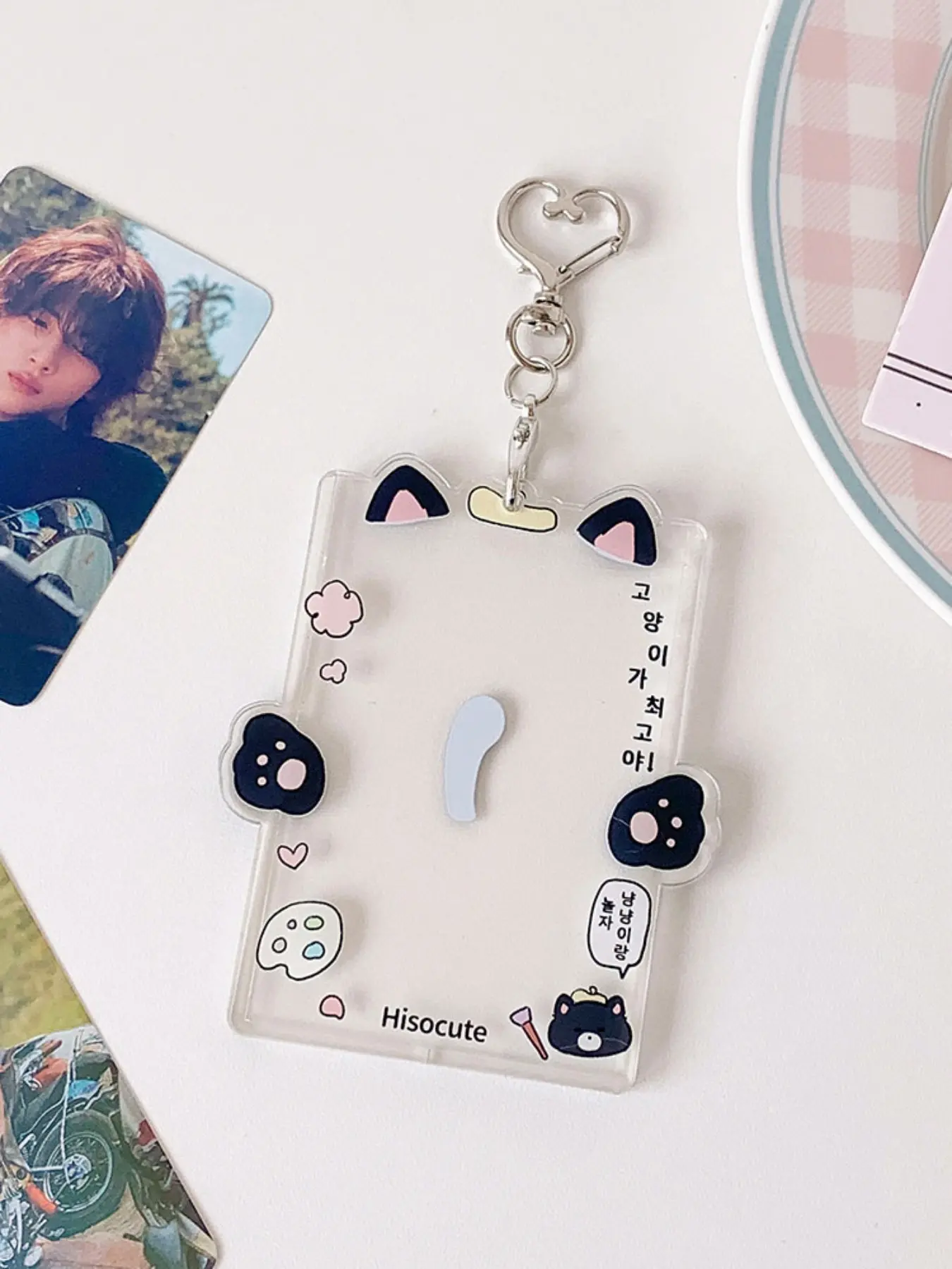 Cute Animal Card Holder, Three-Inch Polaroid Protector, Fan Small Card Display Case, Student ID Badge Clip, Acrylic ID Holder, Name Tag Clip, Accessory