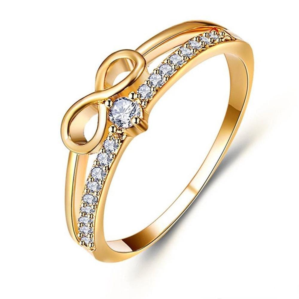 Japanese Agete Style Infinity 8-Shape Ring | Rose Gold Plated CZ Engagement Wedding Band