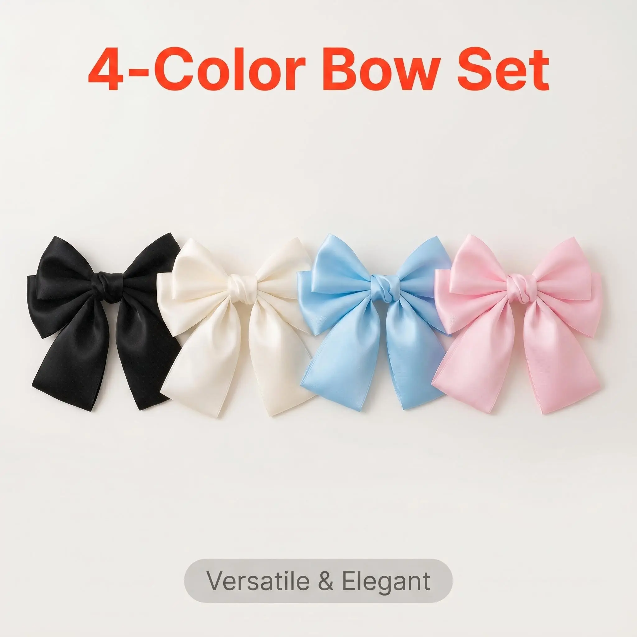 Bow Brooch 4Pcs Satin Ribbon Set for Women Sweet Aesthetic Handmade Premium Satin Finish Hidden Pin Design Aesthetic Summer Clearance
