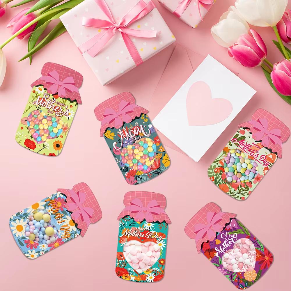 9/18pcs Happy Mother's Day candy Cookie Bag Party Favor Drift Bottle shape DIY Packaging bag for the Best Mom Party Decoration