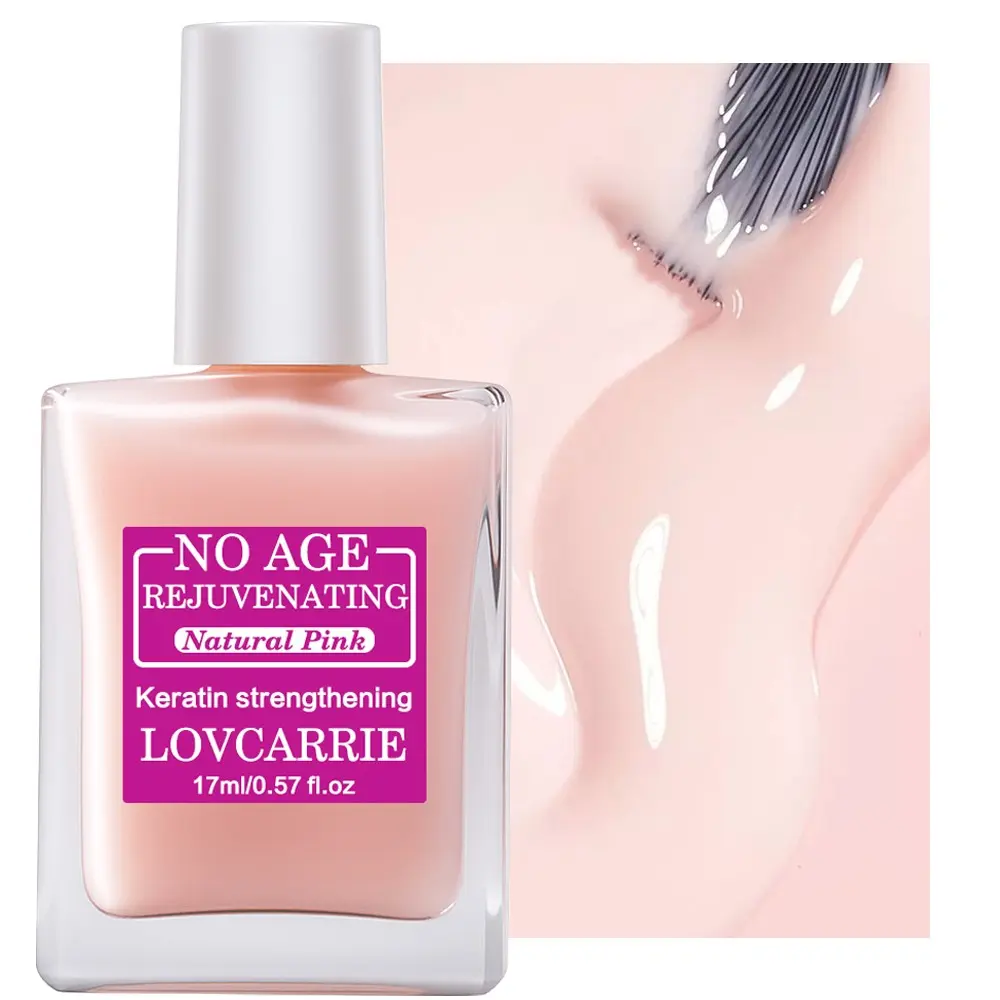 LOVCARRIE New Arrival No Age Rejuvenating Natural Pink Keratin Strengthener, Anti-Dull Revitalizing Reinforcing Base Coat, Sheer Pink Treatment for Tired Dull Thin Fragile Nails 17ml/0.57fl oz