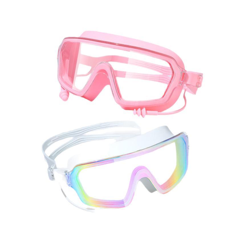 Large frame swimming goggles gradient electroplating silicone adult unisex HD waterproof and anti-fog professional swimming goggles