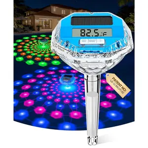 LuxBlue 2026 Upgrade Solar Digital Pool Thermometer with Dynamic Light Show | Floating Pool Thermometer - Large LCD Screen for Easy Read | IP68 Waterproof Pools Temperature Gauge for Spa & Pond