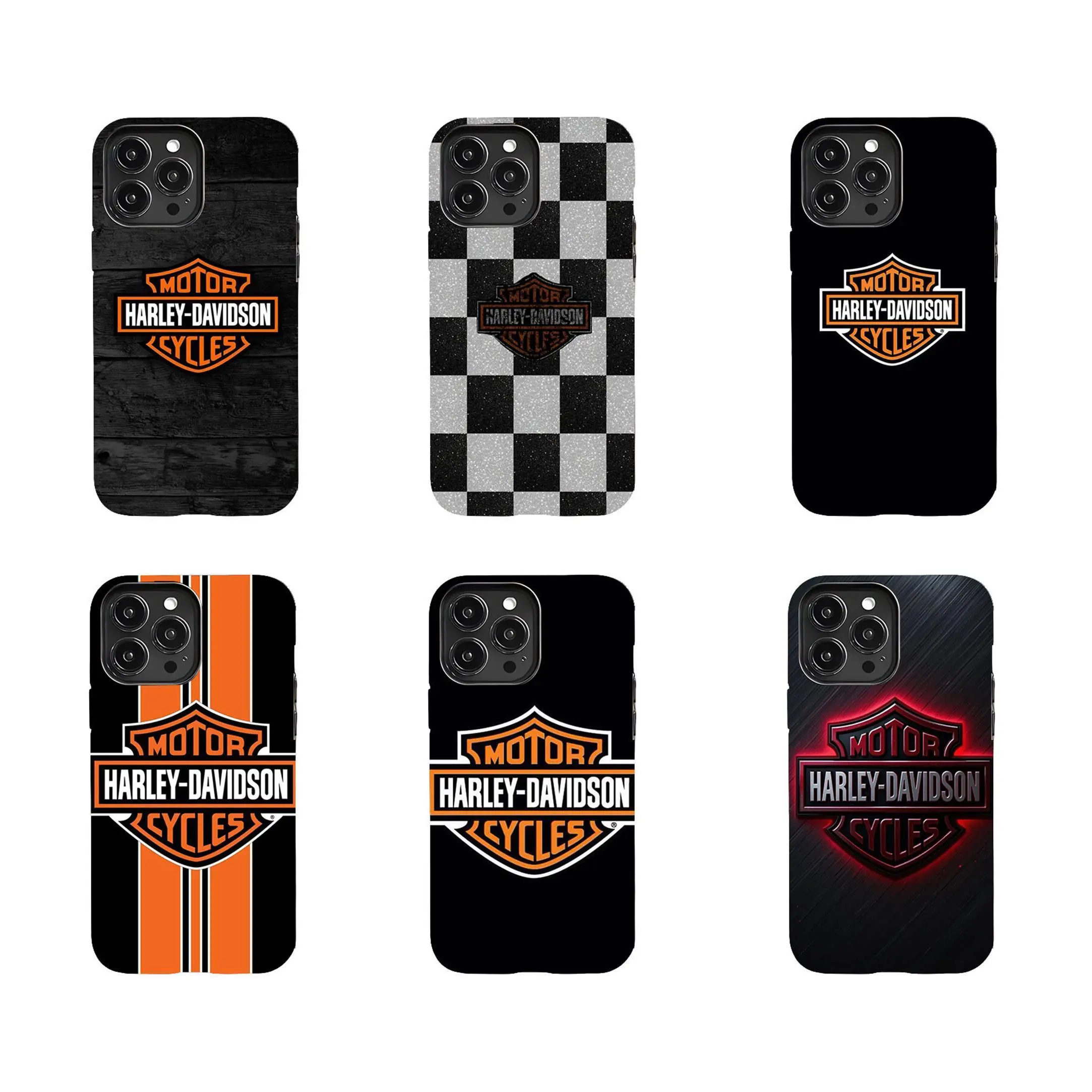 Black Harley-Davidson Shockproof Smartphone Case - Handheld Cellphone Casing for iPhone 11-17, Pro Series & Samsung S23-S26 Devices, Cover