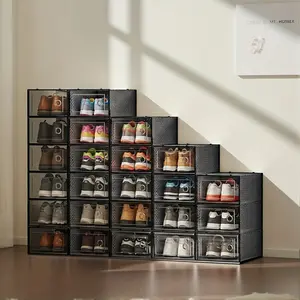6/12/24-pack shoe storage box and organizer, transparent plastic stackable, shoe rack and bracket replacement parts, entrance hall storage and organizer, shoe cabinet display rack, shoe storage and organizer rack, shelf