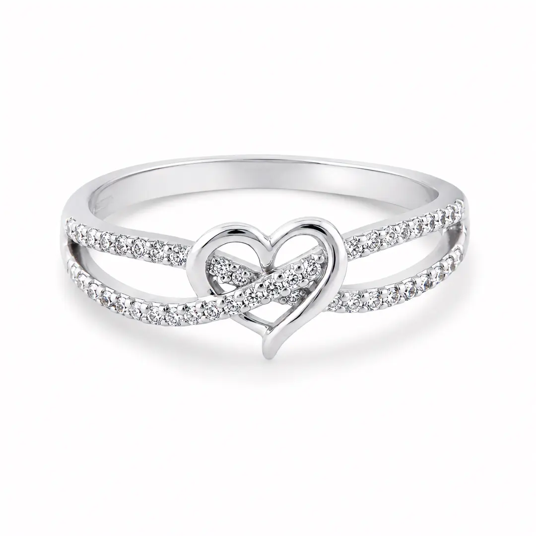 Women's Silver-Tone Infinity Heart Promise Ring - Eternity Knot Cubic Zirconia CZ Ring for GF, Engagement Wedding Jewelry for Valentine's Day Anniversary, Promise Rings For Gf
