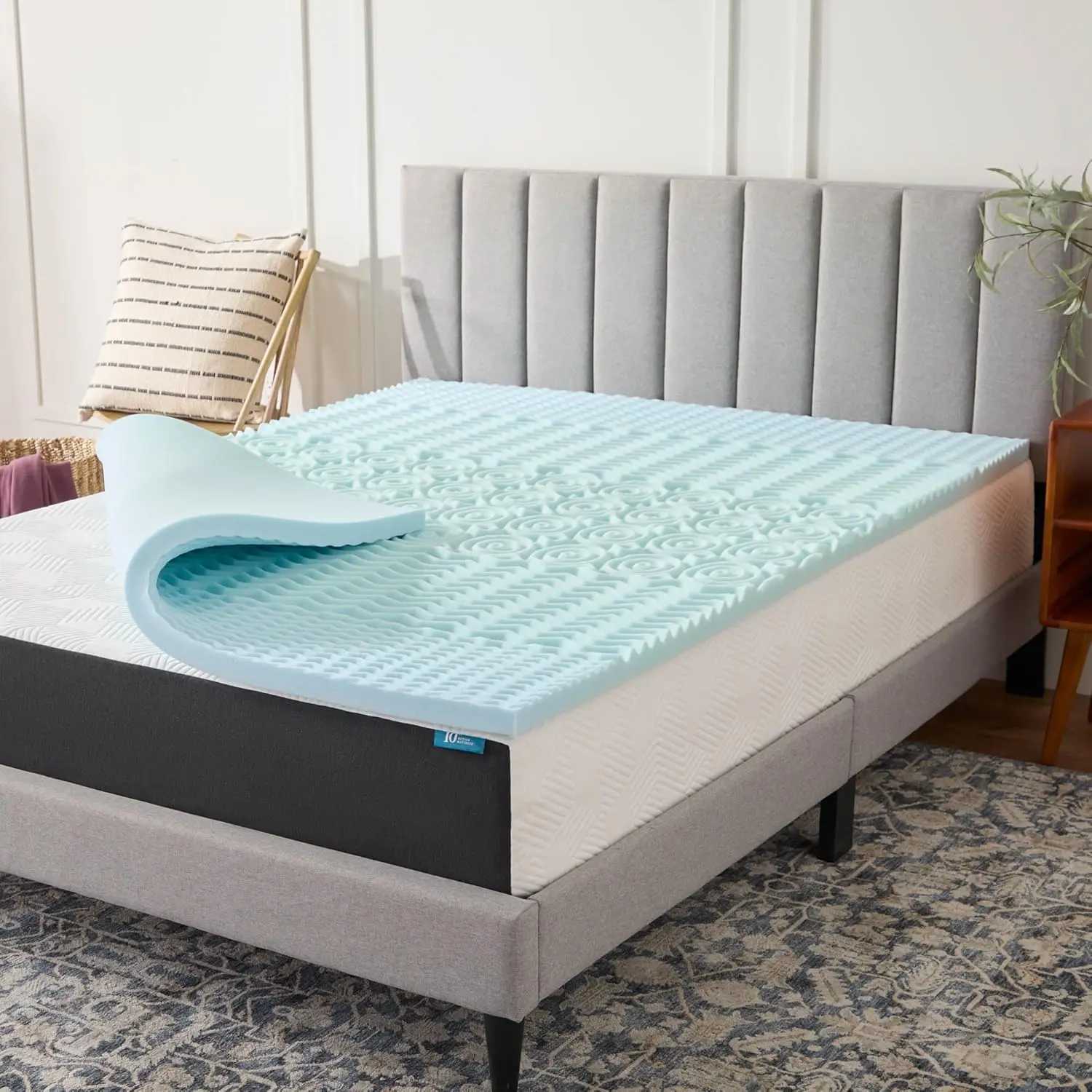 2 Inch Gel Mattress Topper, Twin size – 5 Zones – Cooling Gel Infusion – CertiPur Certified Foam