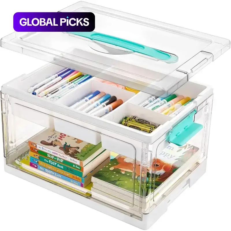 High-Capacity Clear Plastic Craft Organizer Box, Desktop Organizer with Removable Trays and Dividers, Divided Hobby Box, Storage Bin for Art Supplies, Toys, Craft Materials and Cosmetics, Ideal Gift #GLOBAL PICKS