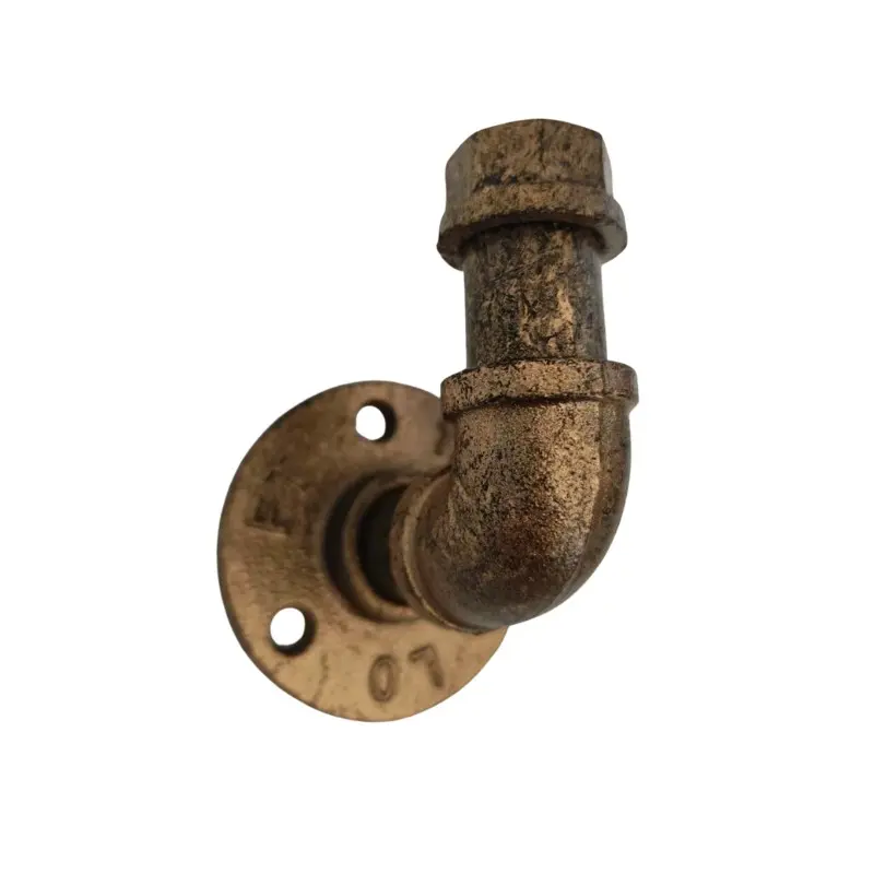 Industrial Style Wall-Mounted Coat Hook, Antique Bronze Finish, 1/2 Inch Cast Iron Elbow & Pipe, Entryway Coffee Shop Wall Hook