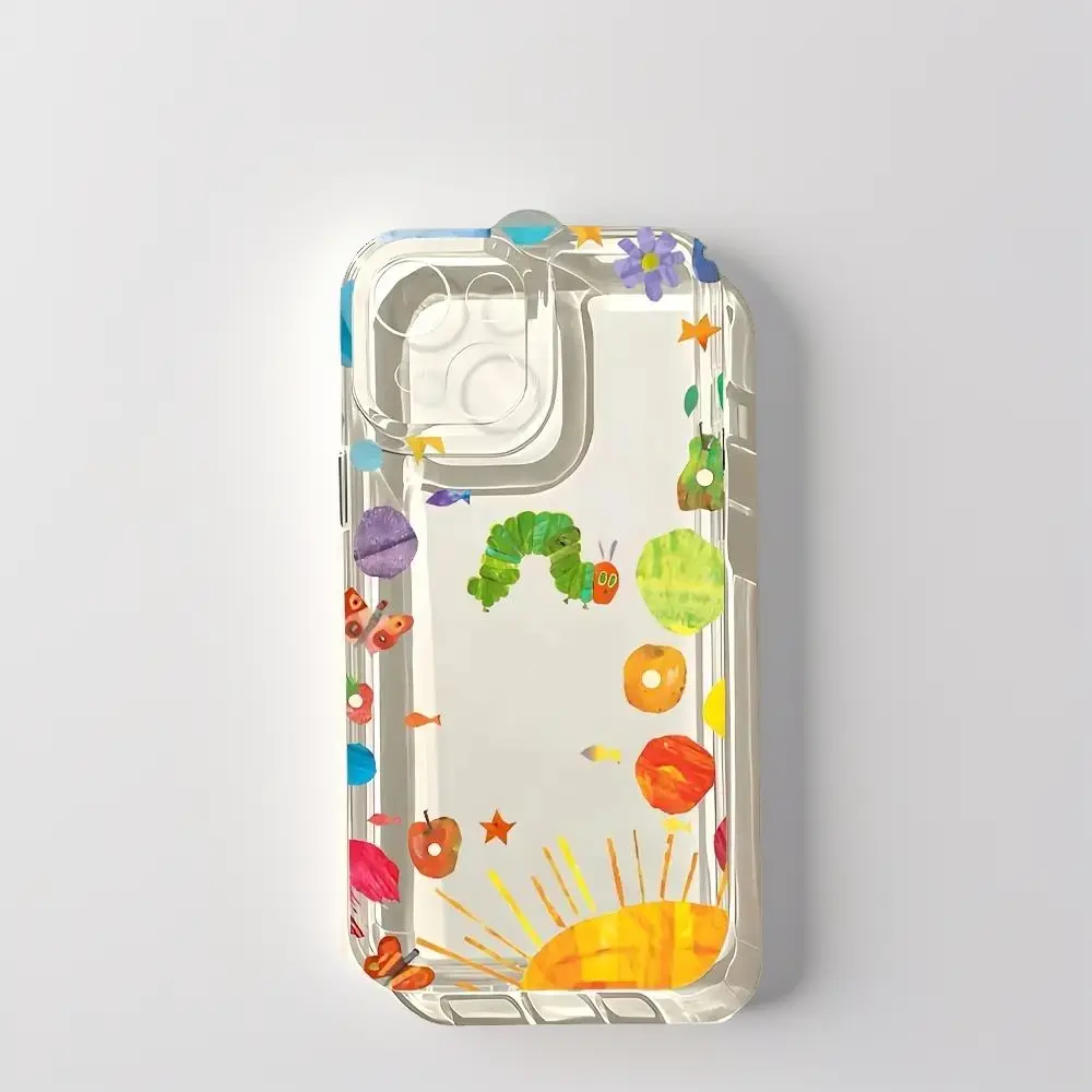 Clear TPU soft Phone Case with Lovely Cartoon Caterpillar Print, Flexible Wear-Resistant Transparent Cover, Slim Lightweight Anti-Drop Protective Shell for iPhone 11-17 & Samsung S22-S26, LUMN Studio,promax
