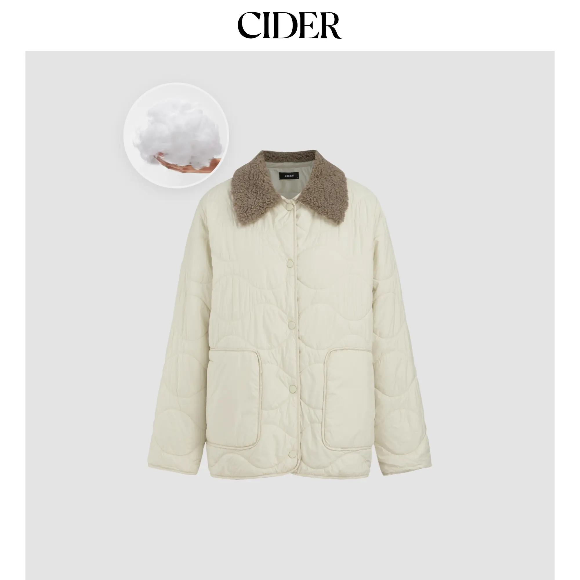 Cider [size 4-8] Teddy Collar Pocket Button Quilted Puffer Jacket