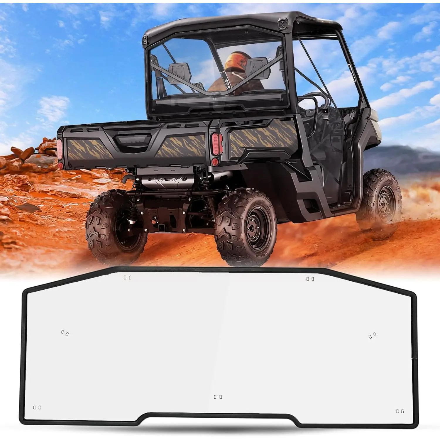 Nilight Rear Window, Clear Polycarbonate UTV Windshield Scratch Resistant For Can-Am Defender HD5 HD8 HD10 MAX 2016 2017 2018 2019 2020 2021 2022 2023 2024