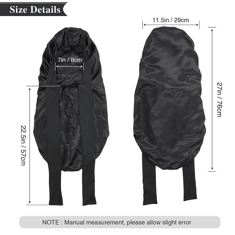 AWAYTR Long Satin Bonnet for Women Double Layer Elastic Silk Bonnet for Braids Hair Sleeping Cap with Tie Band AWAYTR Long Satin Bonnet for Women Double Layer Elastic Silk Bonnet for Braids Hair Sleeping Cap with Tie Band