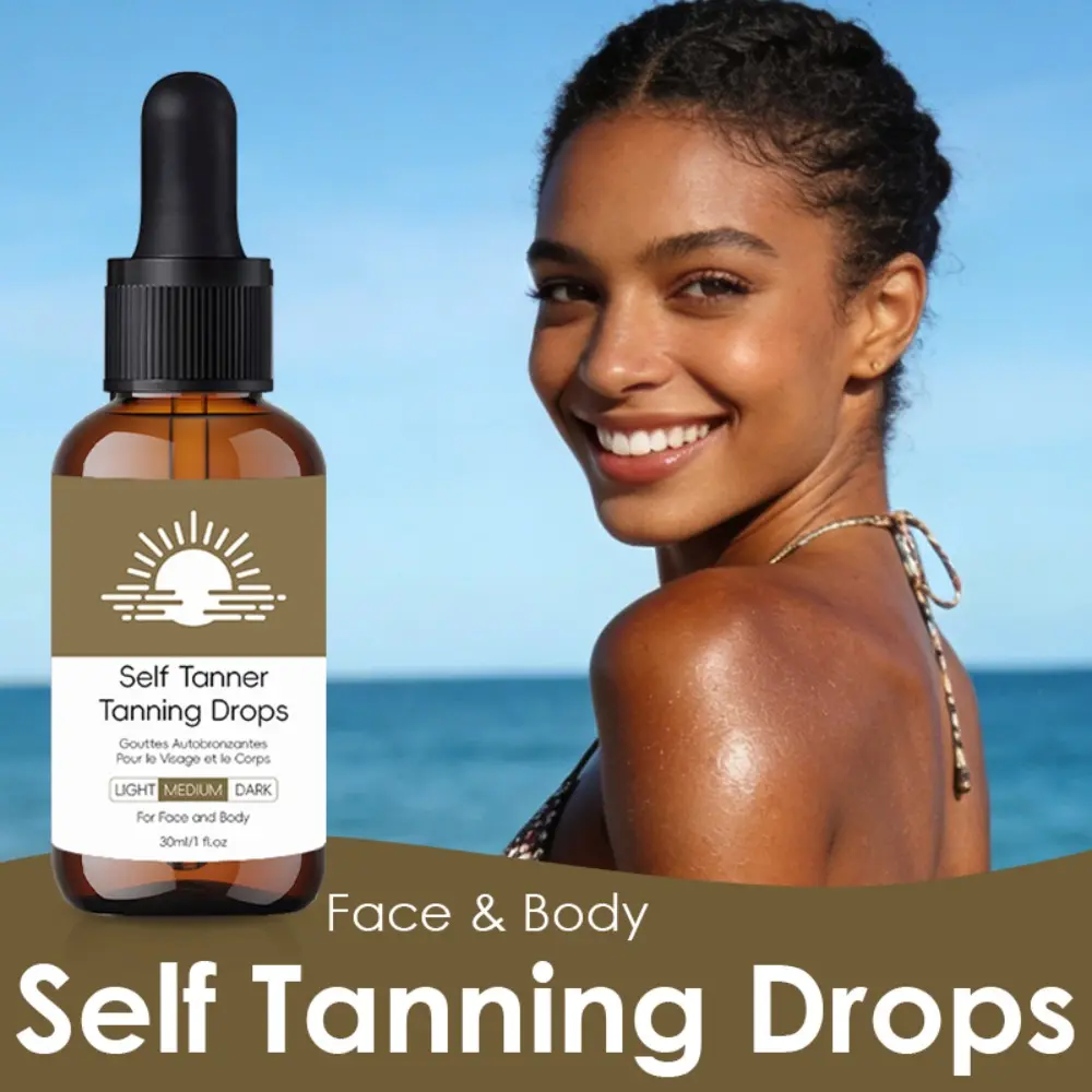 YUVK Self Tanning Drops Face  Body – Natural Glow No Sun Streak Free Self Tanner Drops