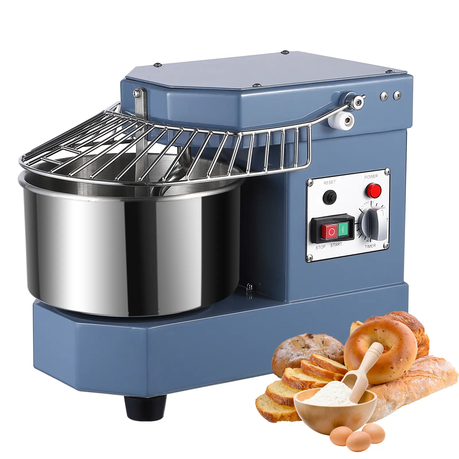 Commercial Food Mixer, 10.5Qt Commercial Dough Mixer, 650W Dual Rotating Dough Kneading Machine with Food-grade Stainless Steel Bowl, Security Shield & Timer Included, Baking Equipment for Restaurant
