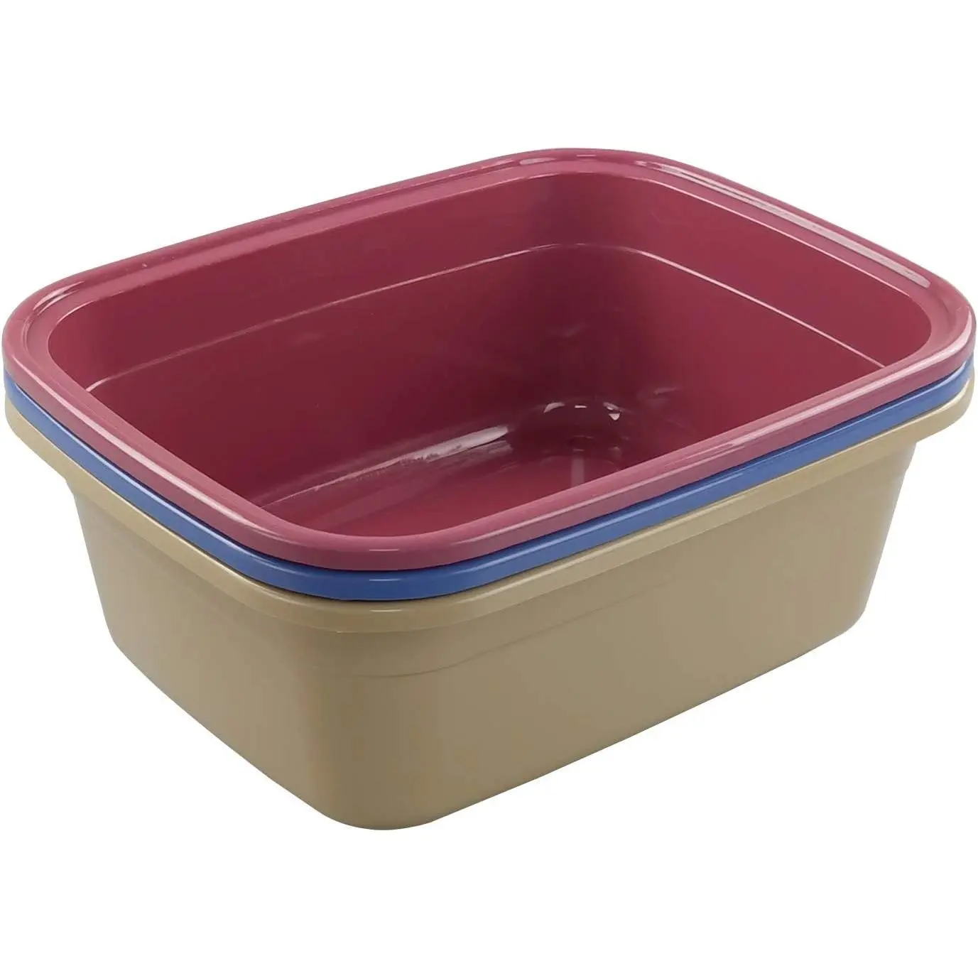 12 Quart Rectangular Wash Basin, Plastic Dishpan for Sink, 3 Packs