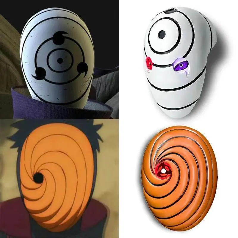 Naruto Glowing Obito Uchiha Figures Mask LED Red Sharingan Eyes Full Face Cover Cosplay Mask Halloween Party Prop Festival Gift