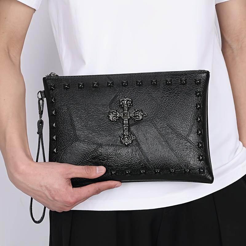 New style men's bag, fashionable and versatile women's bag, rivet envelope clutch, small bag, large capacity hand-held bag