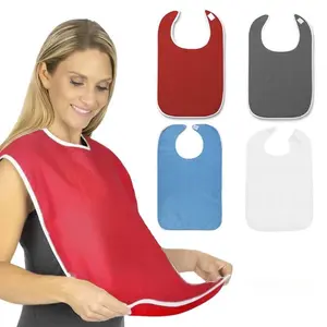 2PCS Premium Stain-Resistant Adult Bib | Adjustable & Extended Length Dining Protector for Seniors & Caregivers