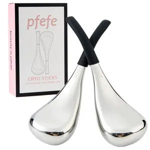 Stainless Steel Ice Globes Facial Cryo Sticks, Cooling Face & Eyes Skin Care Cold Roller, Esthetician Spa Supplies with Storage Case for Women