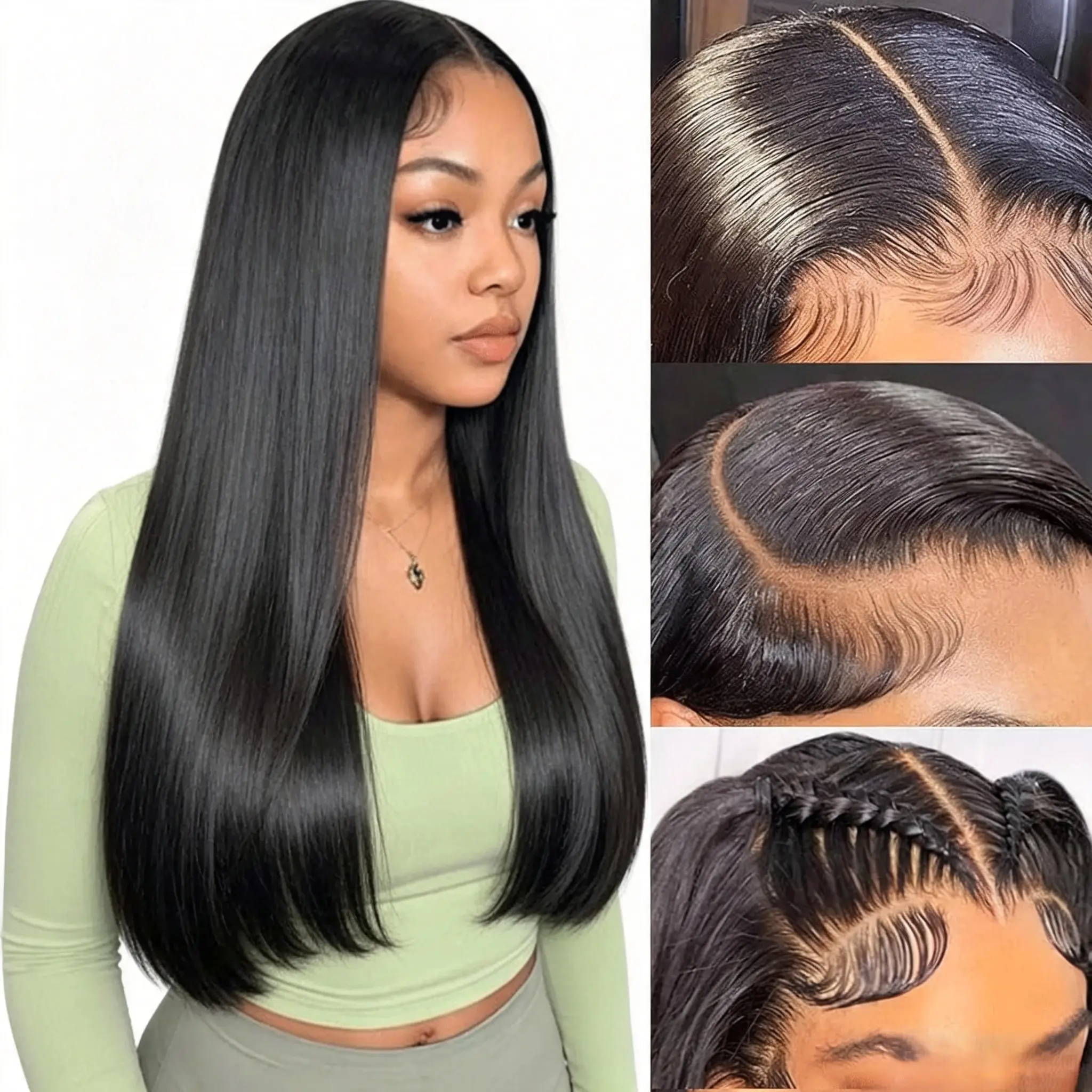 28-inch 13x6 lace front wig, straight hair, natural color| 13x6 HD transparent, 180% density, HD lace front, women's wig, black wig, pre-treated hairline stylist gift day outfit ombre pink highlight purple medium length halloween prop