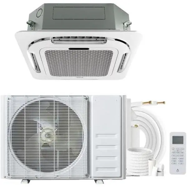 Garvee 24000 BTU Ceiling Cassette Mini Split AC, 208/230V Ductless Heat Pump, 3606 8-Way Airflow, R454B Refrigerant, Cooling & Heating, 25ft Installation Kit, Remote Control for Office, Home, Retail