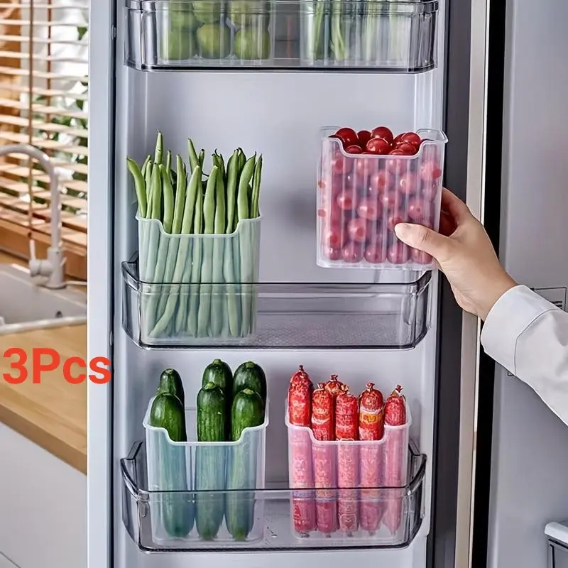 3Pcs Refrigerator Side Door Storage Box, Space-saving. Reusable and Durable Food Classification Box for Fruits, Vegetables, Eggs, and Meat, Kitchen Storage Box and Storage, Kitchen Accessories