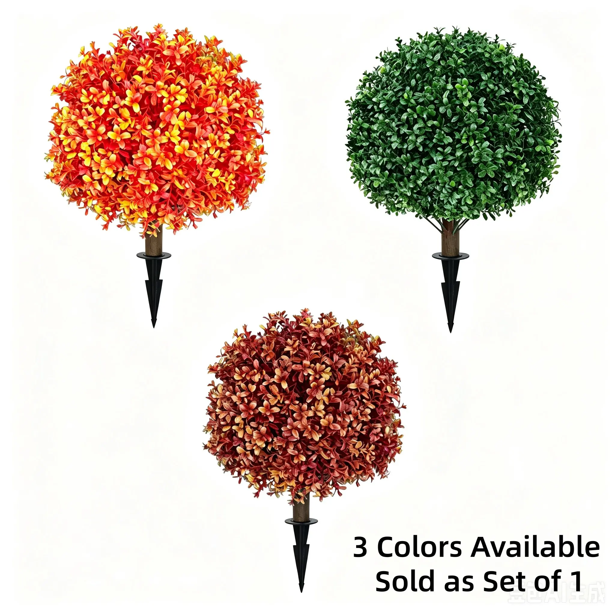 UV Resistant Artificial Boxwood Topiary Tree, 62cm Faux Greenery Ball for Outdoor Garden, Patio, Porch, Front Door Decor