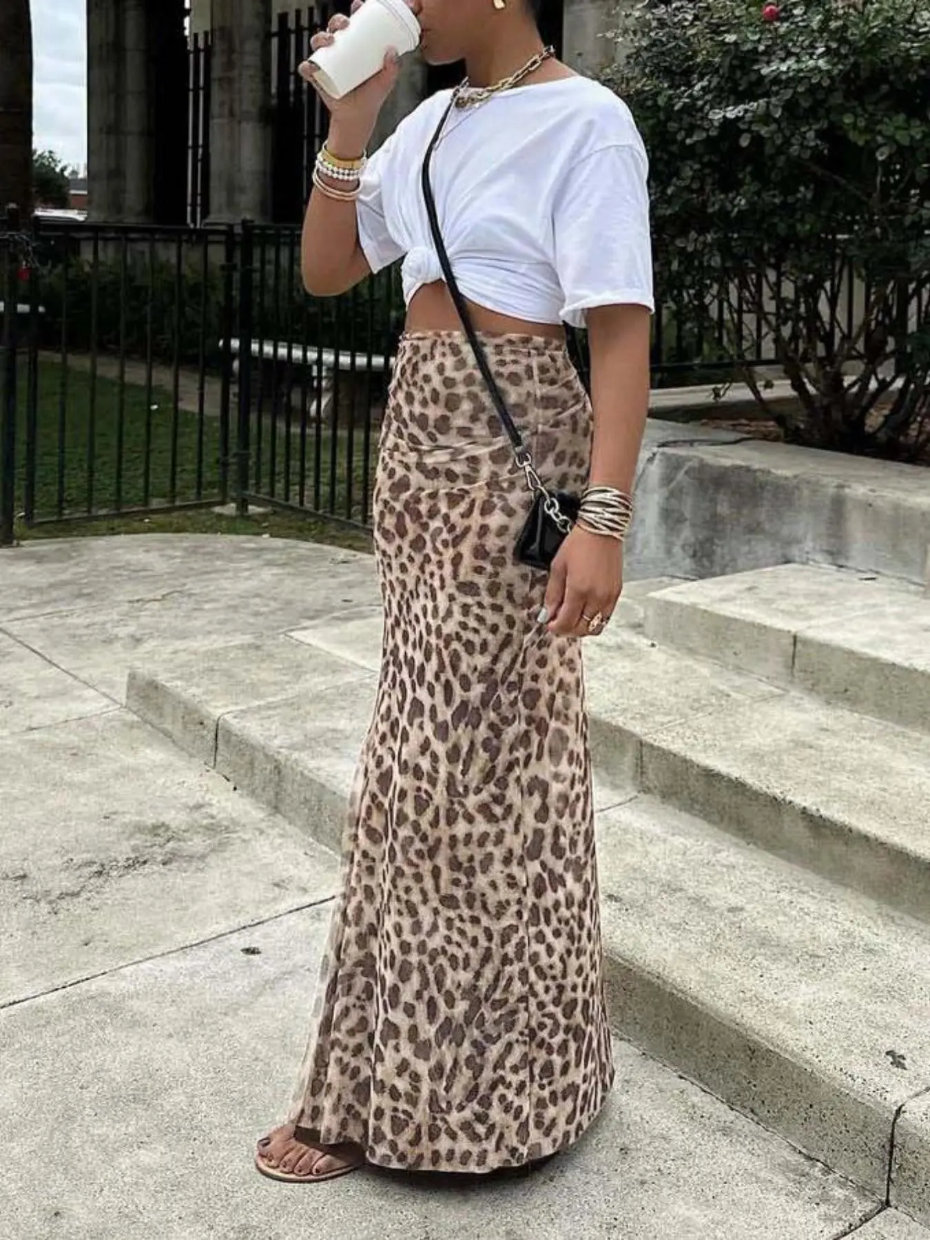Women's Leopard Print High Waist Midi Skirt, Sexy and Versatile Design, Perfect for Casual Wear, Unique Style for Every Occasion