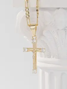 Jesus Cross Jewelry Fashion Simple Pendant Necklace, Religious Gift for Men and Women, Copper Material, Christmas Present