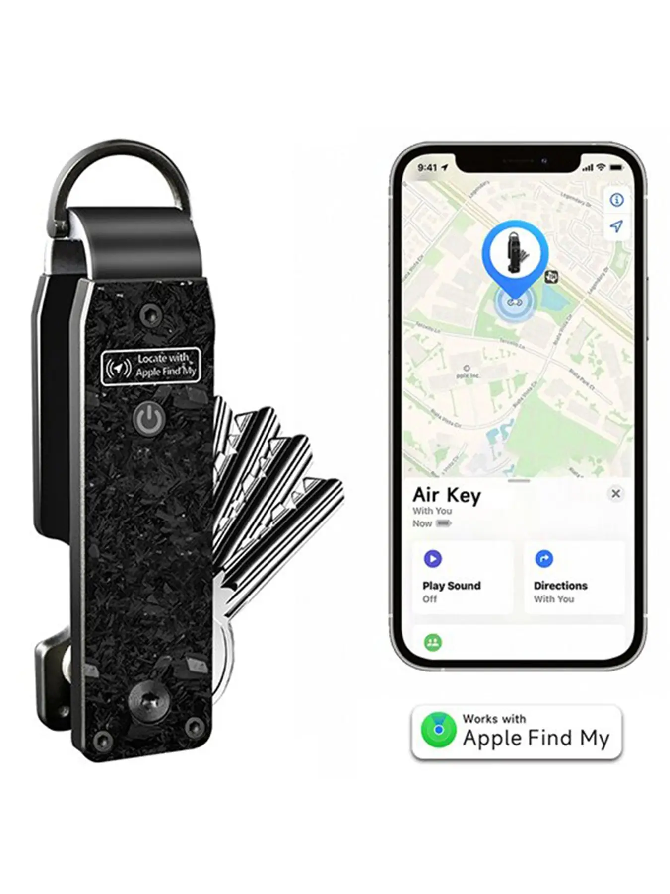 Smart Tracking Key Holder, Key Finder, Simple Metal Design, Supports Apple Find My, Anti-Lost, Sound Alert, Foldable Key Box, Men's Portable Key Organizer