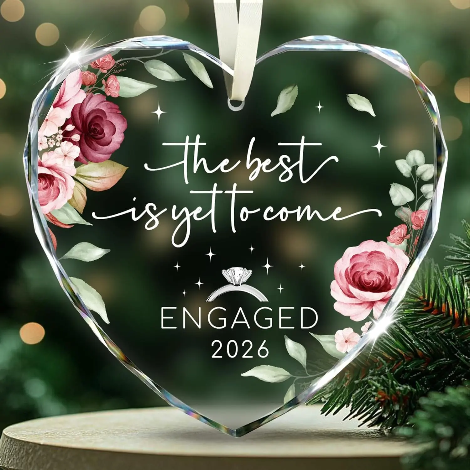 Engagement Gifts for Couples 2026 - Glass Engagement Ornament, The Best is Yet to Come Rose Keepsake for Daughter, Newly Engaged Gifts for Couple, Friend, Fiance, Bride to BeGift