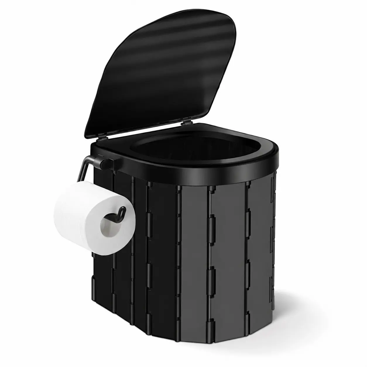 Portable Folding Camping Toilet with Lid, Compact Travel Toilet Kit, 12 Waste Bags, 12 Gel Packs, Outdoor Camping Toilet, for RV, Car, Camping, Road Trips, Emergency Use