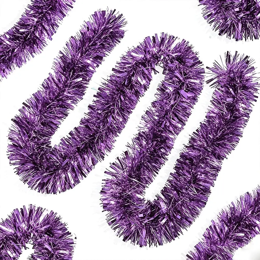 33Ft Lilac Christmas Garland Decorations Halloween Party Tinsel Stems Soft Twist Streamers Backdrop Banner for Xams Tree Stairs Railing Mantle Fireplace Front Door Indoor Outdoor  Decor