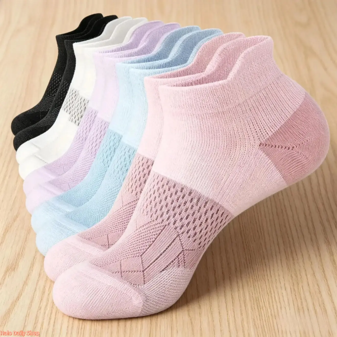 Women's Low-Cut Compression Ankle Socks (5 Pairs, Multi-Color Patchwork Pack) - Ankle Length, Arch Support, Moisture-Wicking Breathable Poly-Cotton, Machine Wash, Suitable for Gym Running, All Seasons Essential, Low-Cut Socks