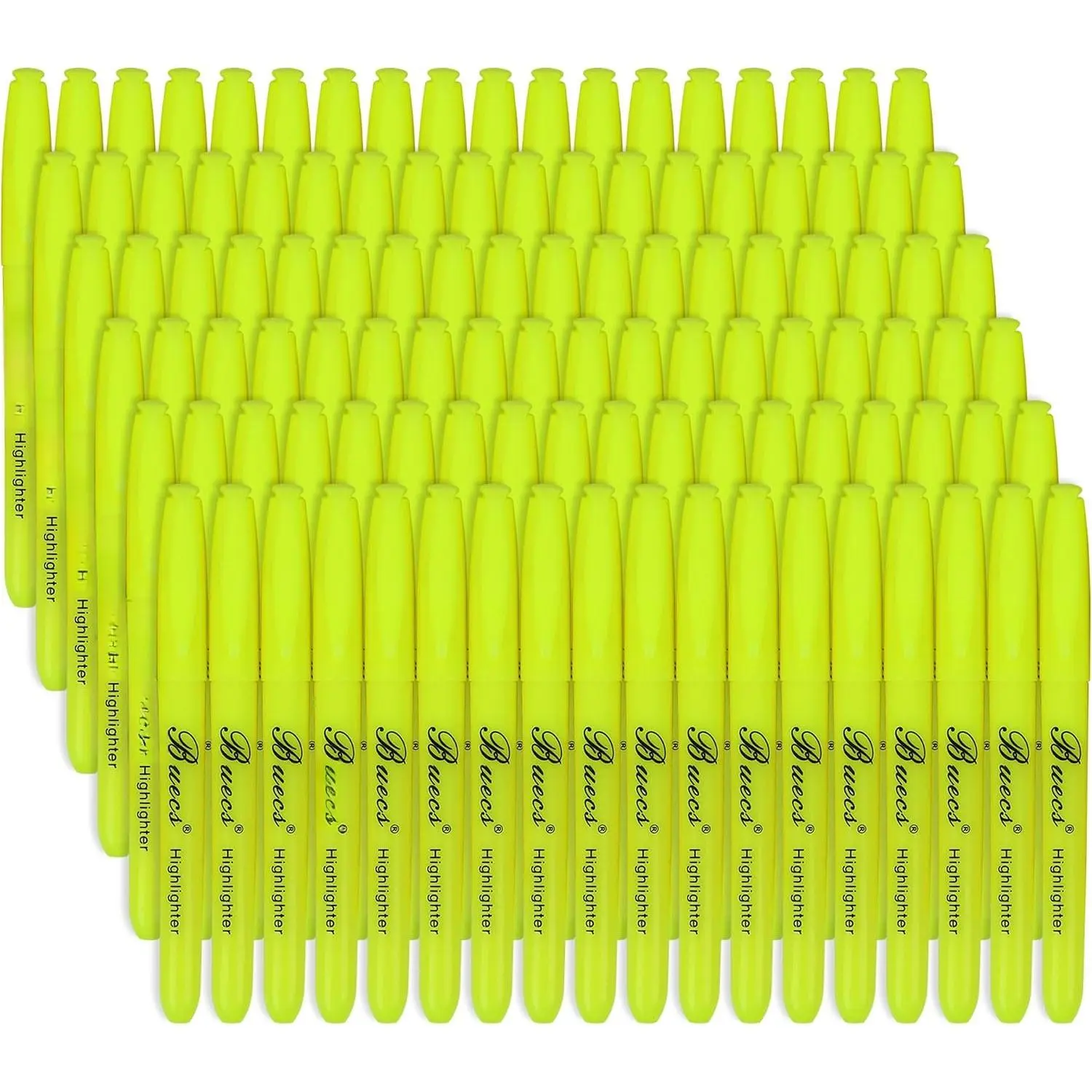 Fluorescent Yellow Chisel-Tip Highlighters, 108-Count Bulk Pack, Smear-Proof Office School Supplies for Adults' Planner Notes & Text Highlighting