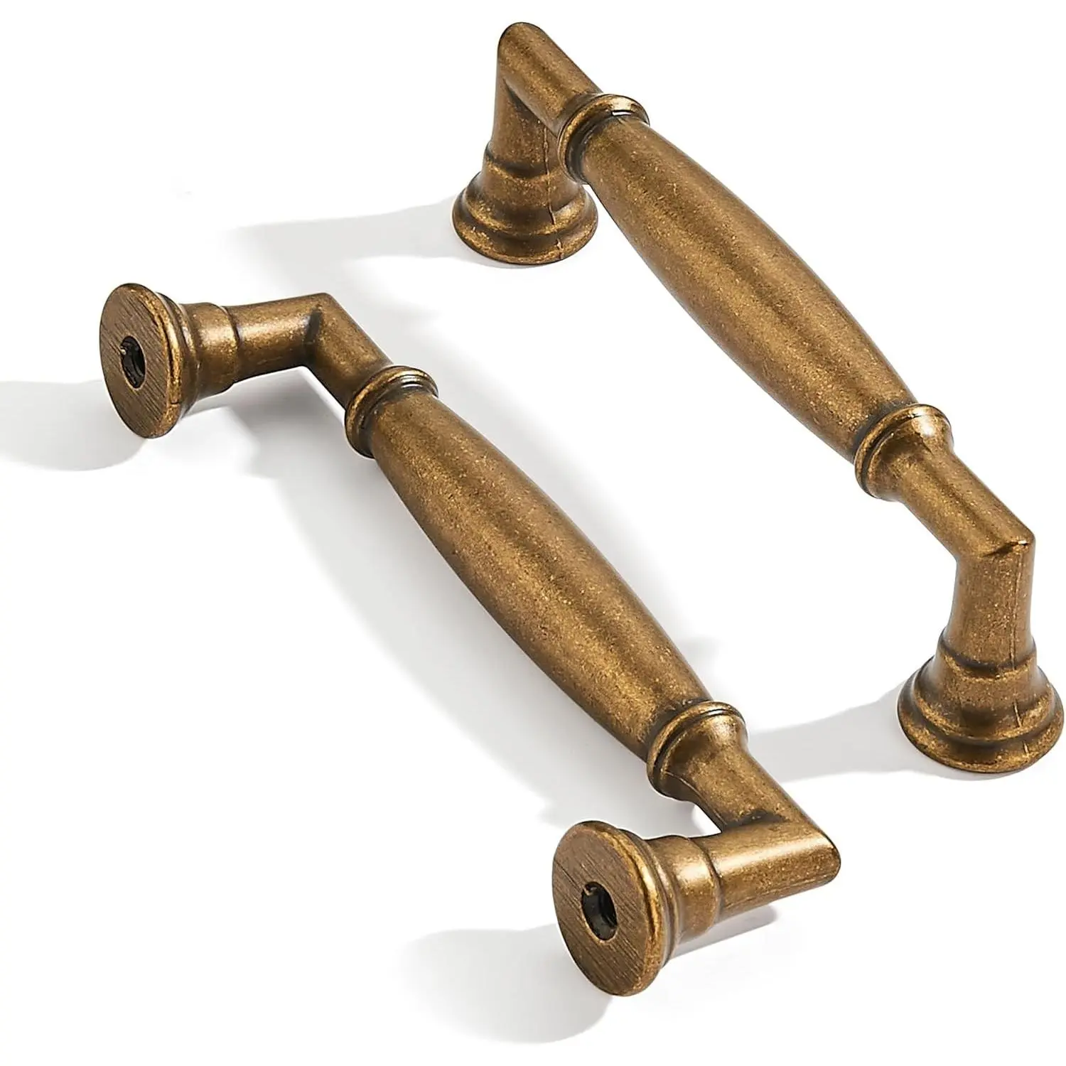 10-Pack Vintage Antique Brass Aged Bronze Heavy-Duty Cabinet Pulls Handles, 4-Inch Hole Center, Kitchen/Bath Vanity Cabinet Hardware