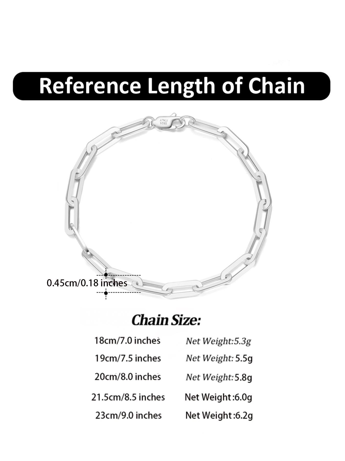 925 Sterling Silver Simple Paperclip Chain Bracelet, Fashionable Jewelry for Women & Men, Trendy All-match & Exquisite Jewelry for Birthday Gift, High Quality Bracelet