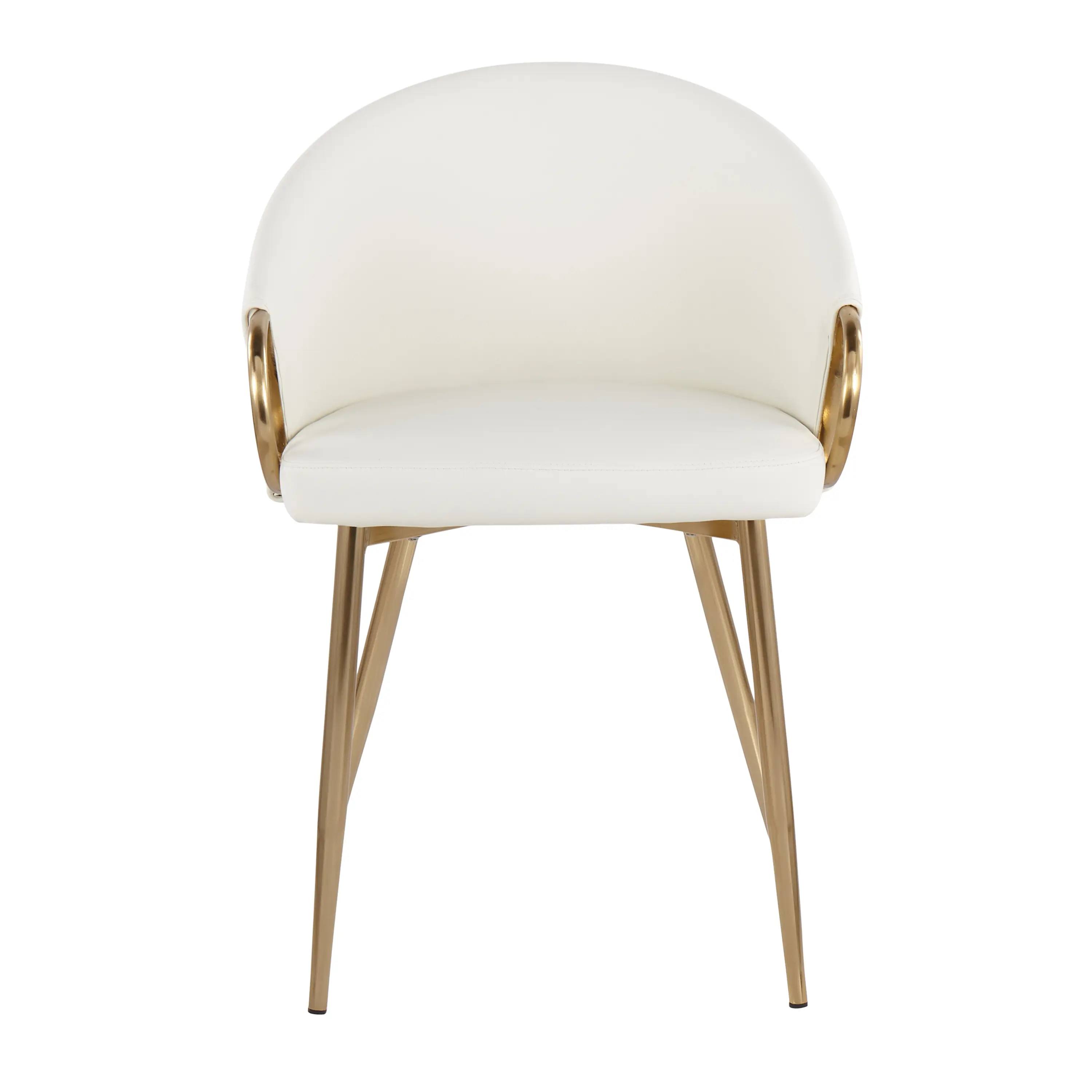 ARCH Modern Dining Chair in Gold Metal Frame with White Faux Leather Upholstery, Stylish Accent Seating for Kitchen, Living Room, Bedroom, Office, Restaurant, Easy Assembly, Single Chair, Dining Room Chairs for Kitchen, Dining Room, Living Room