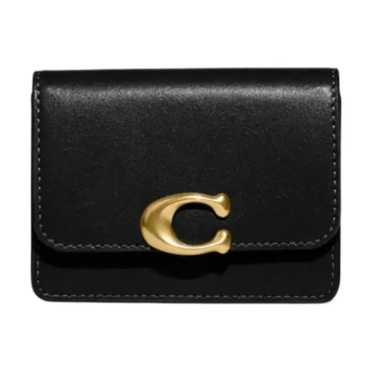 COACH Bandit 11 Cardholder for Women – Calfskin Leather with Gold-Tone Logo, Black
