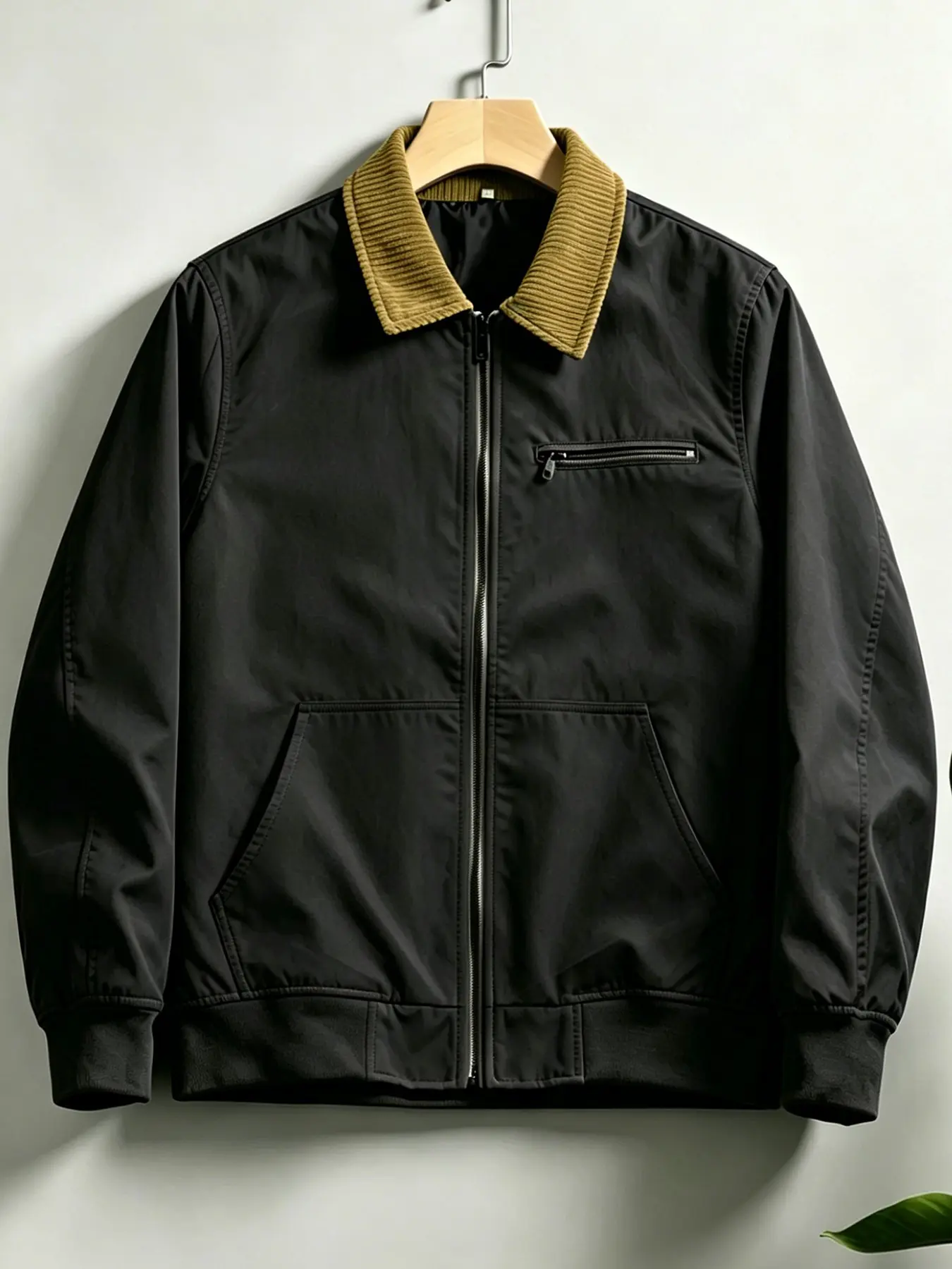 Men's Detroit Work Jacket, Velvet Lapel Zipper Casual Baseball Coat, Vintage Farm Work Outerwear, Perfect for Daily Wear