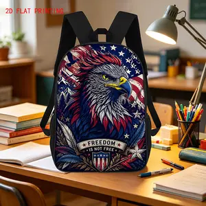 1pc Patriotic Eagle with Freedom Message Backpack, Spacious Enough to Easily Hold Items, for Organized Storage, Keeping Small Items Neat and Tidy. Whether for Campus Study, Daily Commuting, Short Trips, or Outdoor Activities, It Is an Ideal Choice