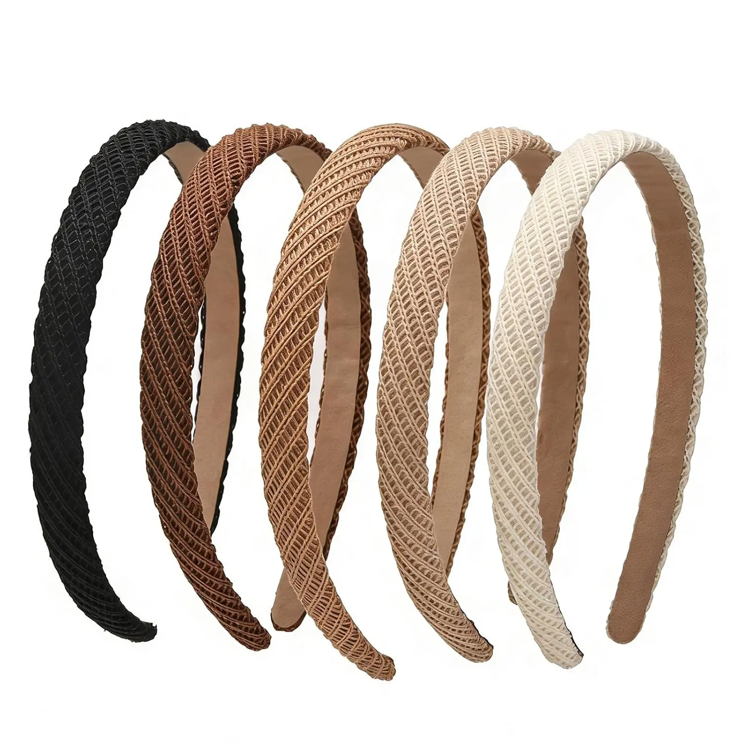 5 Pack Thin Headbands for Women, No  No  Comfortable Hairbands Non Slip Skinny Knitted Headbands for Women's Hair, Cute Neutral Color Hair Accessories
