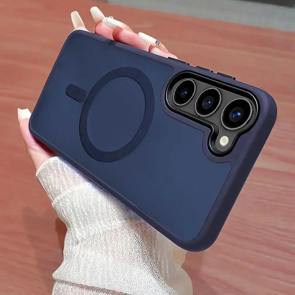 Compatible with Galaxy S25 FE, S25 Edge, S24 Ultra, S23, S22+, Magnetic Semi Translucent Shockproof Protective Phone Case HNZ0147