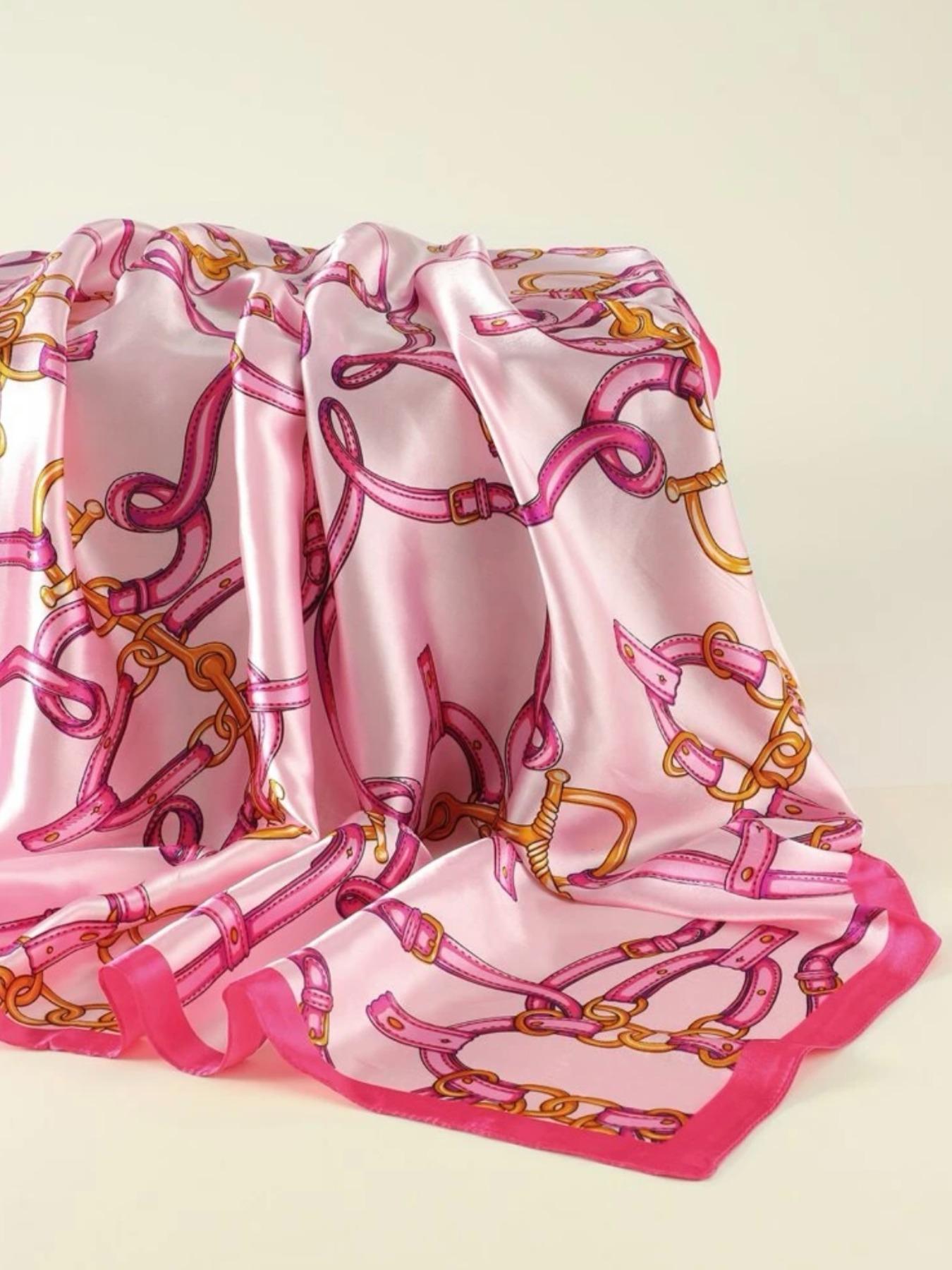 Women's Elegant Chain Print Satin Scarf, Fashionable Soft Comfortable Scarf for Daily Wear, Casual Versatile Scarf for Women, Fashion Hair Scarves