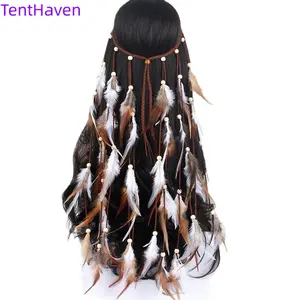2026 new long feather headband, horse racing Indian headband, seaside vacation travel headband