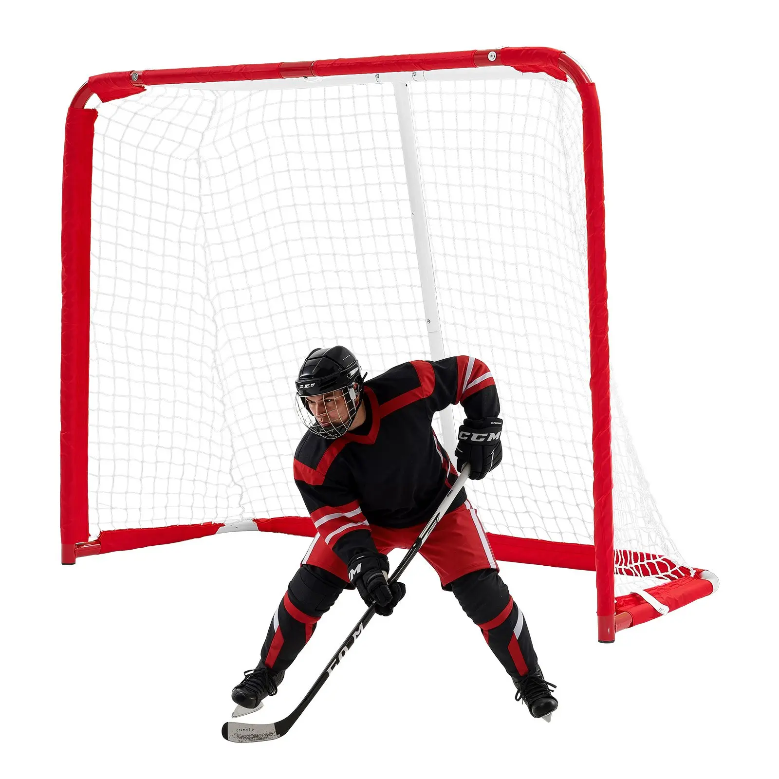 【DealsForYouDays】VEVOR Street Hockey Goal, Heavy-Duty Steel Street + Roller Hockey Nets, Durable Hockey Net for Indoor Outdoor Use, Lightweight Portable Training, Easy Assembly for Backyard Park Garage, 55.9 x 44.5 i